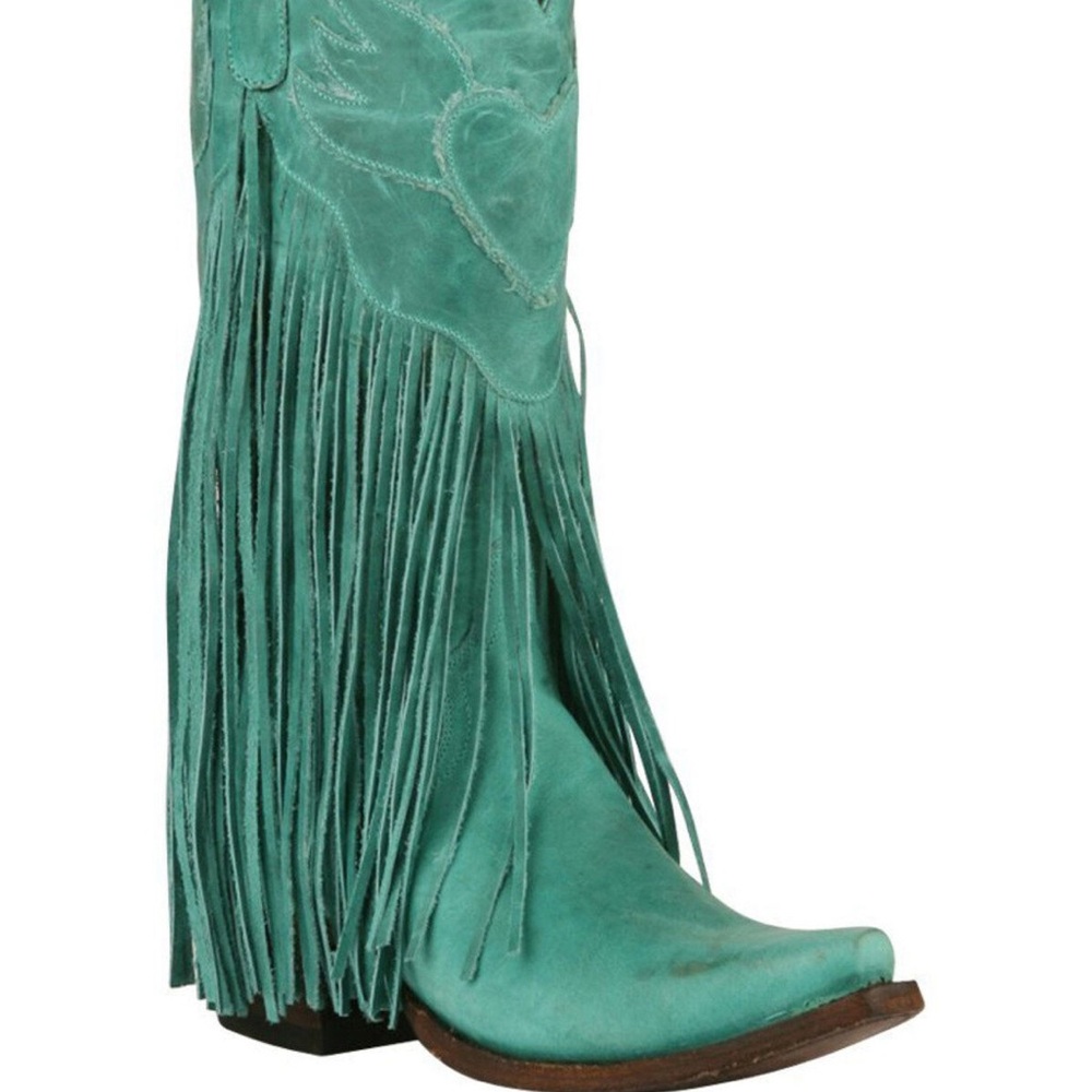 Lane Turquoise Fringe Cowboy Boots